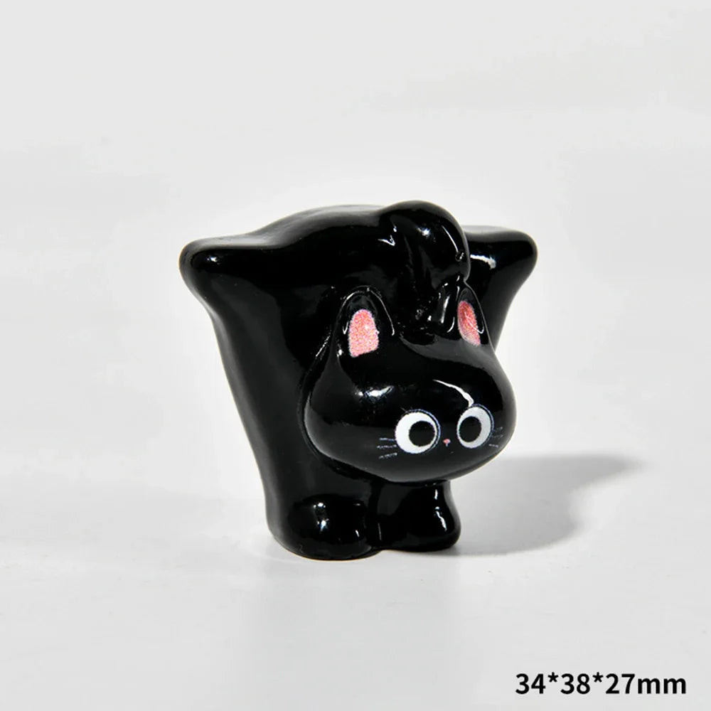 Estatueta de gatos de resina de desenho animado, mini gatinho, ornamentos para casa, criativo, desktop, carro, montado, - Sty