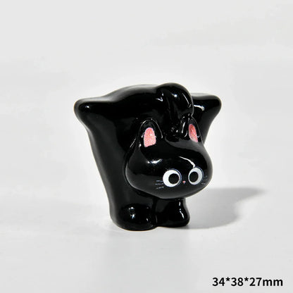 Estatueta de gatos de resina de desenho animado, mini gatinho, ornamentos para casa, criativo, desktop, carro, montado, - Sty