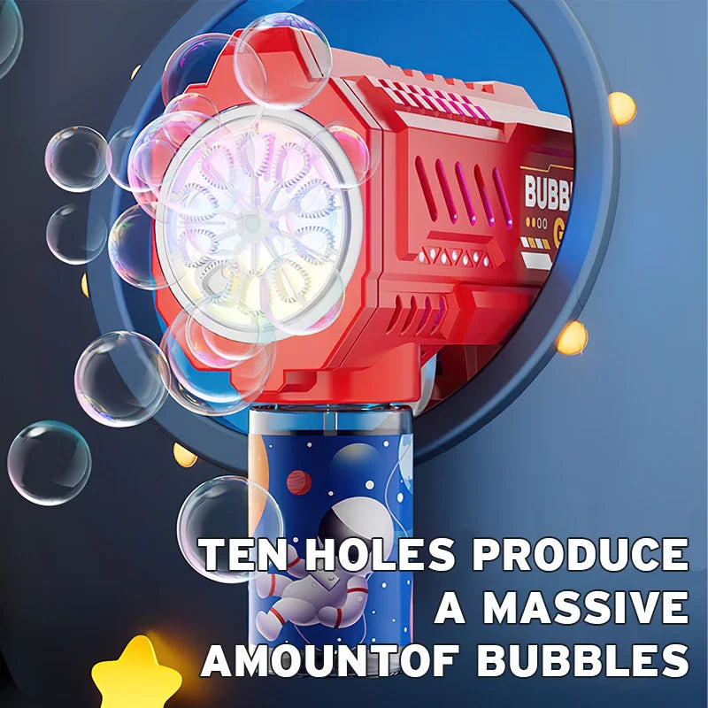 Children bubble machine glowing toy fully automatic bubble gun produces a large amount bubbles without battery and bubble wat