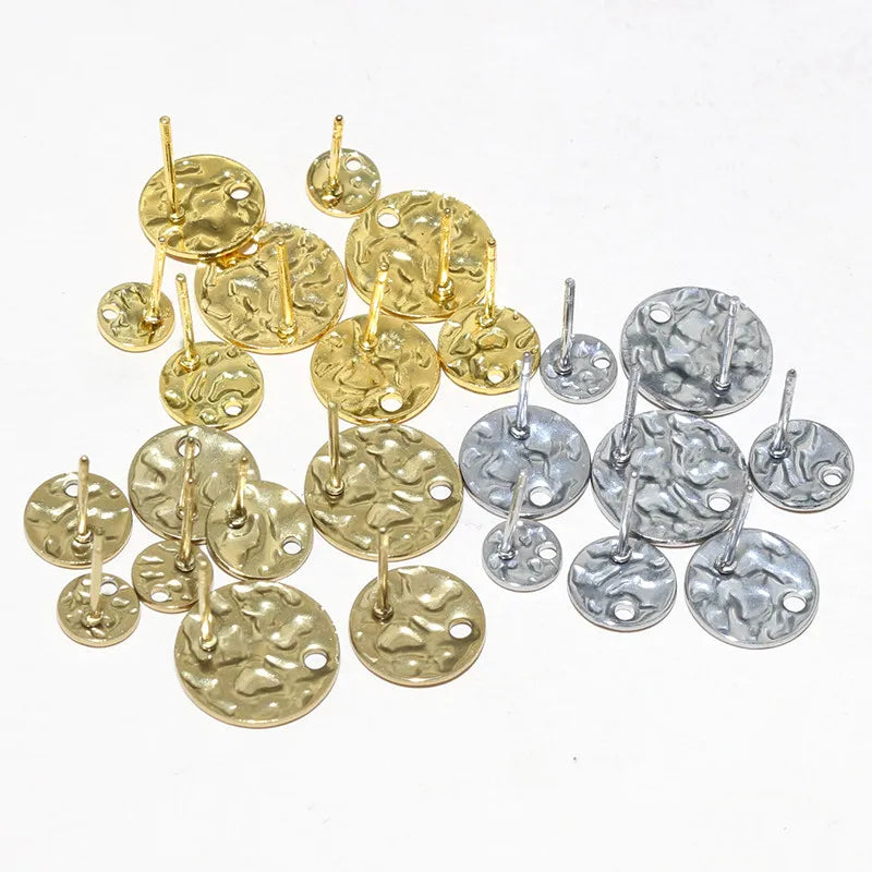 20pcs 6-12mm Stainless Steel Earring Studs Pins Craft Findings for Stud Earrings DIY Jewelry Making Accessories Findings