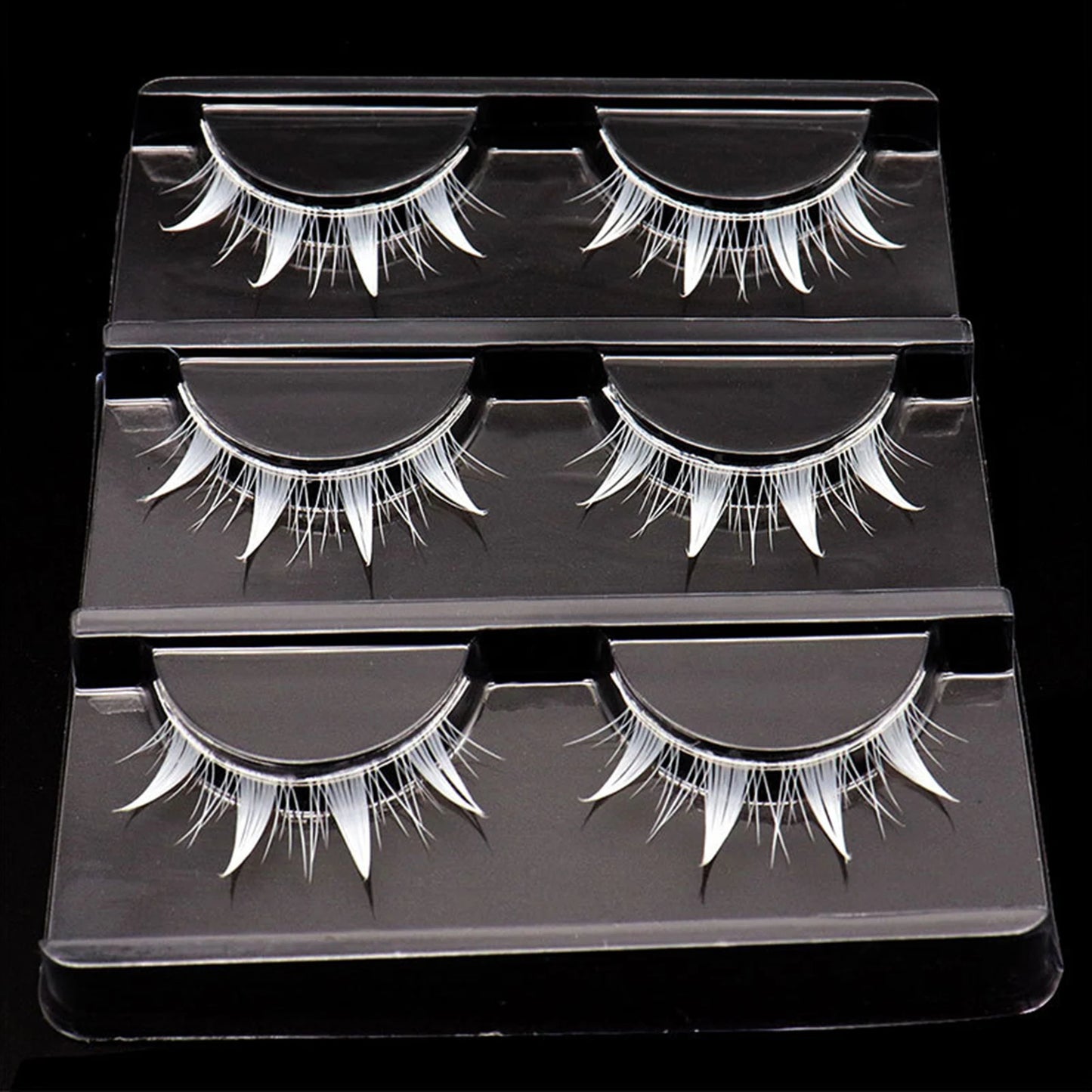 White Feather Lashes Strips Manga Cosplay False Eyelashes Full Srip Cluster Lashes Extensions Halloween Christmas Party Makeu