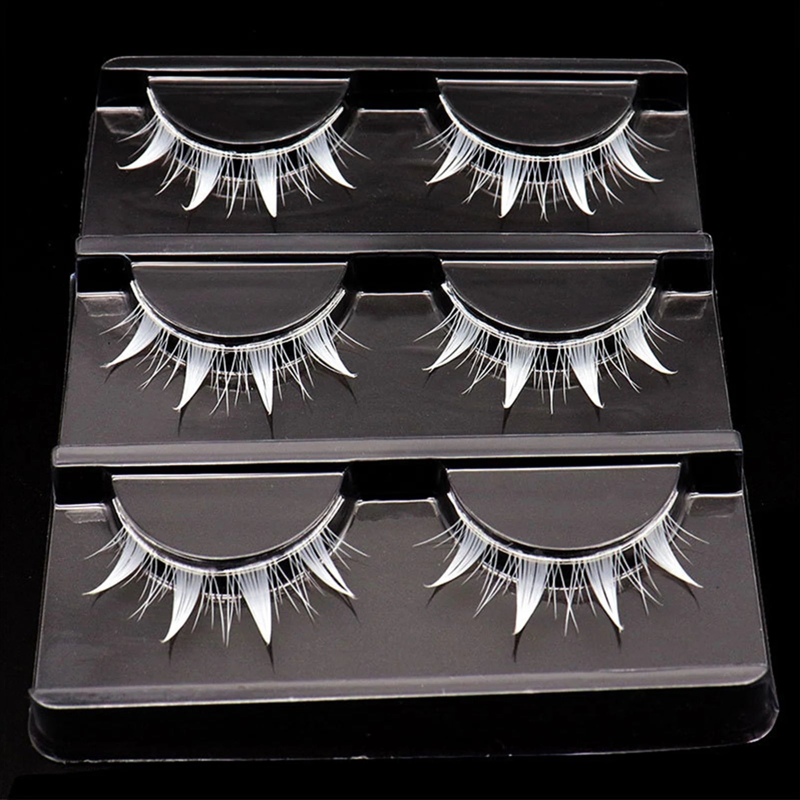 White Feather Lashes Strips Manga Cosplay False Eyelashes Full Srip Cluster Lashes Extensions Halloween Christmas Party Makeu