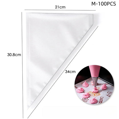 100/50/20pcs Disposable Piping Bag Pastry s Icing Fondant Cake Cream for Decorating Pastries Cakes Baking Tools - M100PCS