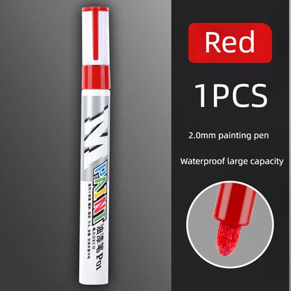 Car Paint Scratches Repair Brush Pen Waterproof Water Paint Marker Pen Car Tire Tread Care Automotive Black White Red Silver 