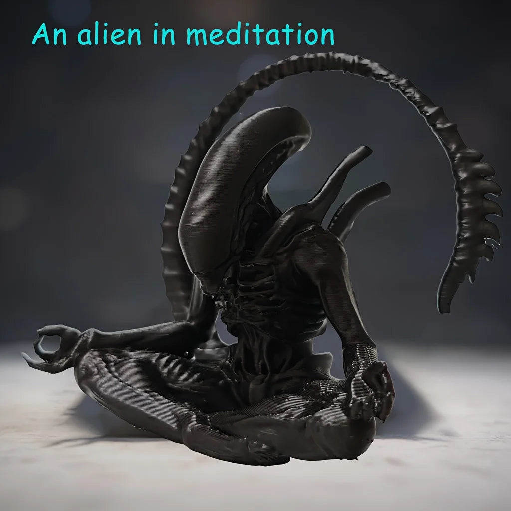 An alien ornament in meditation, creatively designed to create a personalized atmosphere space, suitable for collection.