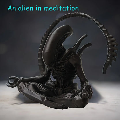 An alien ornament in meditation, creatively designed to create a personalized atmosphere space, suitable for collection.