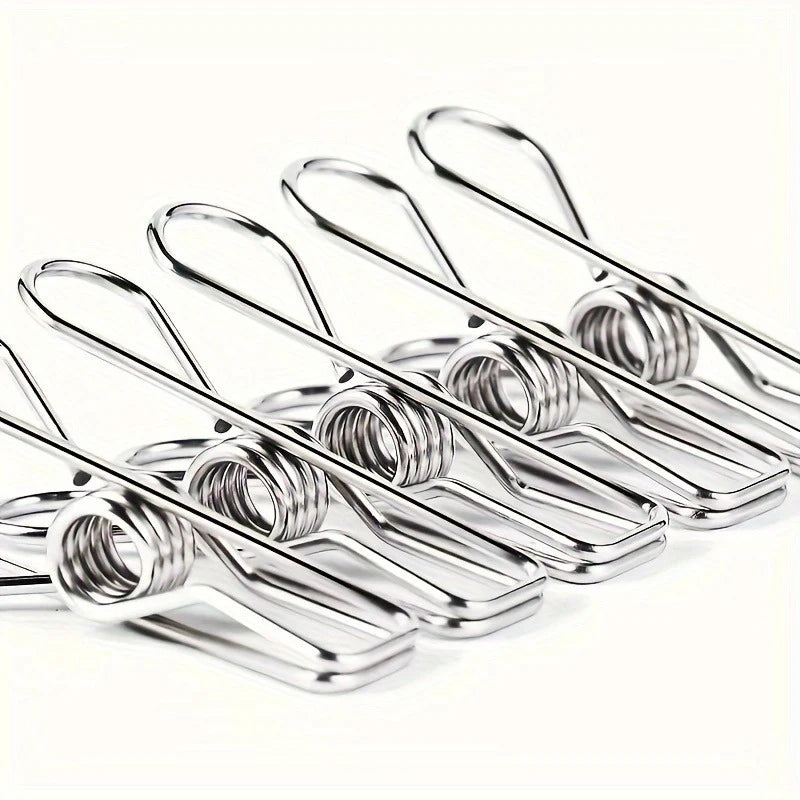 20pcs Stainless Steel Clothes Pins, Durable Clothes Pegs, Multi-Purpose Metal Wire Utility Clips For Laundry Home Kitchen - 2