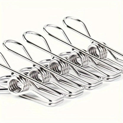20pcs Stainless Steel Clothes Pins, Durable Clothes Pegs, Multi-Purpose Metal Wire Utility Clips For Laundry Home Kitchen - 2