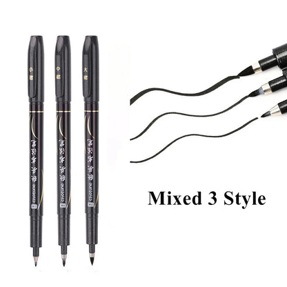 3 Pcs/Set Calligraphy Painting Pen Chinese Brush Pens for Writing Lettering Signatures Soft Brush Tip Refillable Ink Art Craf
