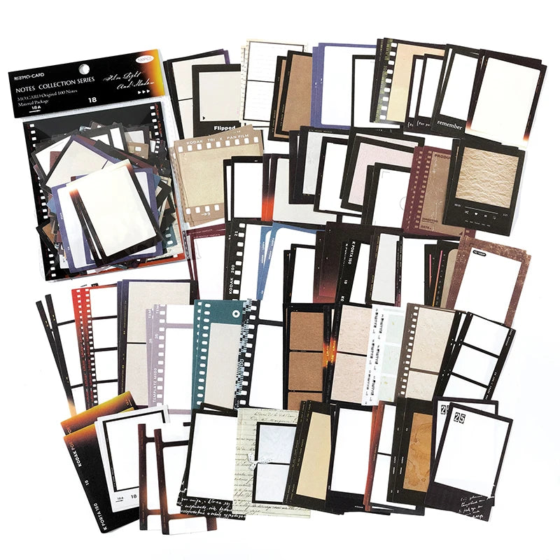 100Pcs/Pack Vintage Notes Material Writable Paper Perfect for Journal DIY Scrapbooking Supplies Stationery - D