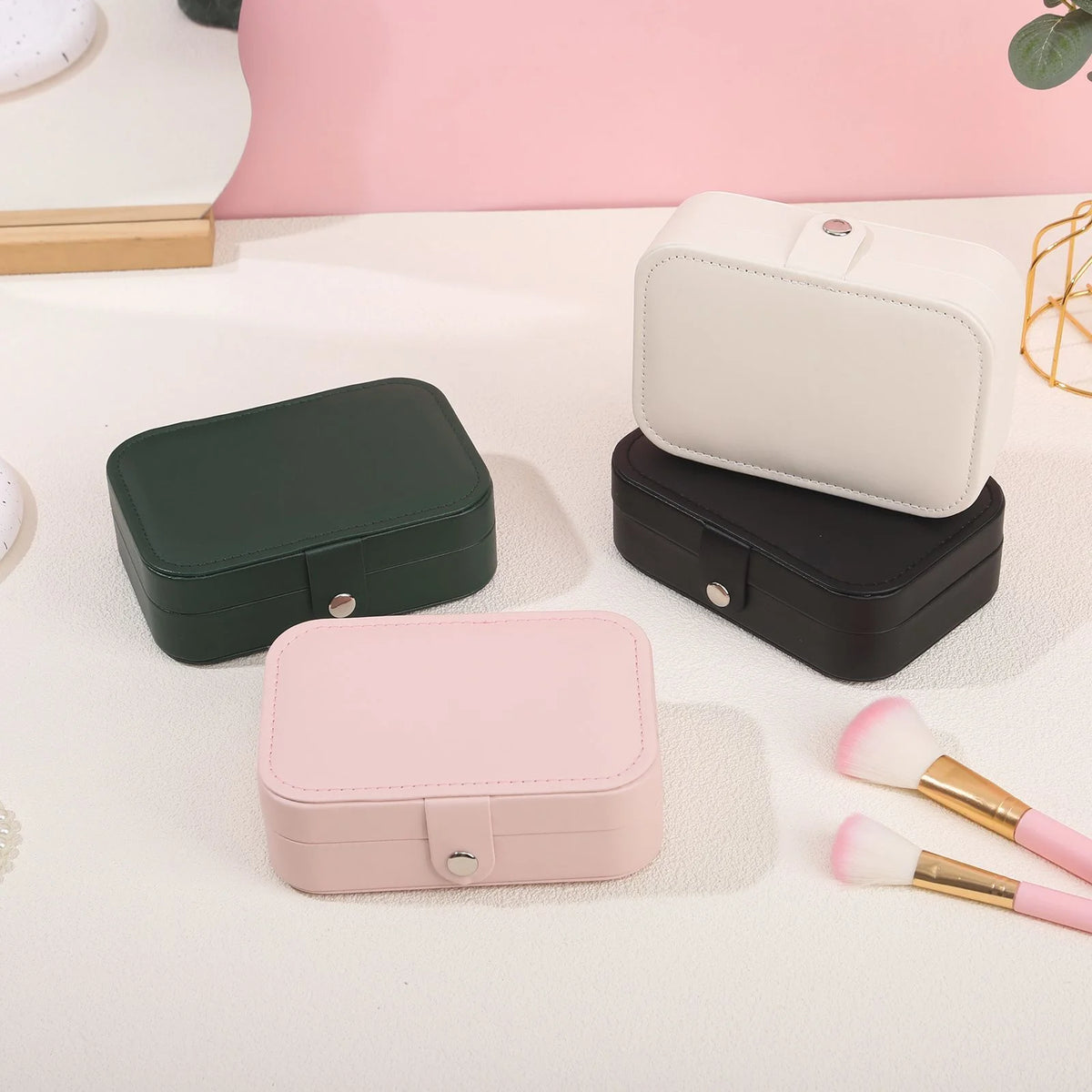 Portable Mini PU Leather Jewelry Box Velvet Lined Travel Case for Ring Earring Necklace Storage Organizer