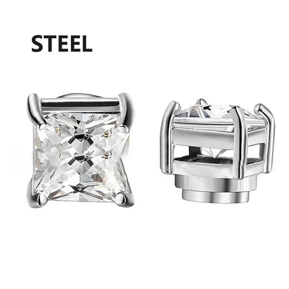 Crystal Strong Magnetic Ear Stud Clip Earrings for Men and Women Punk Round Zircon Magnet Earrings Non Piercing Jewelry - Typ