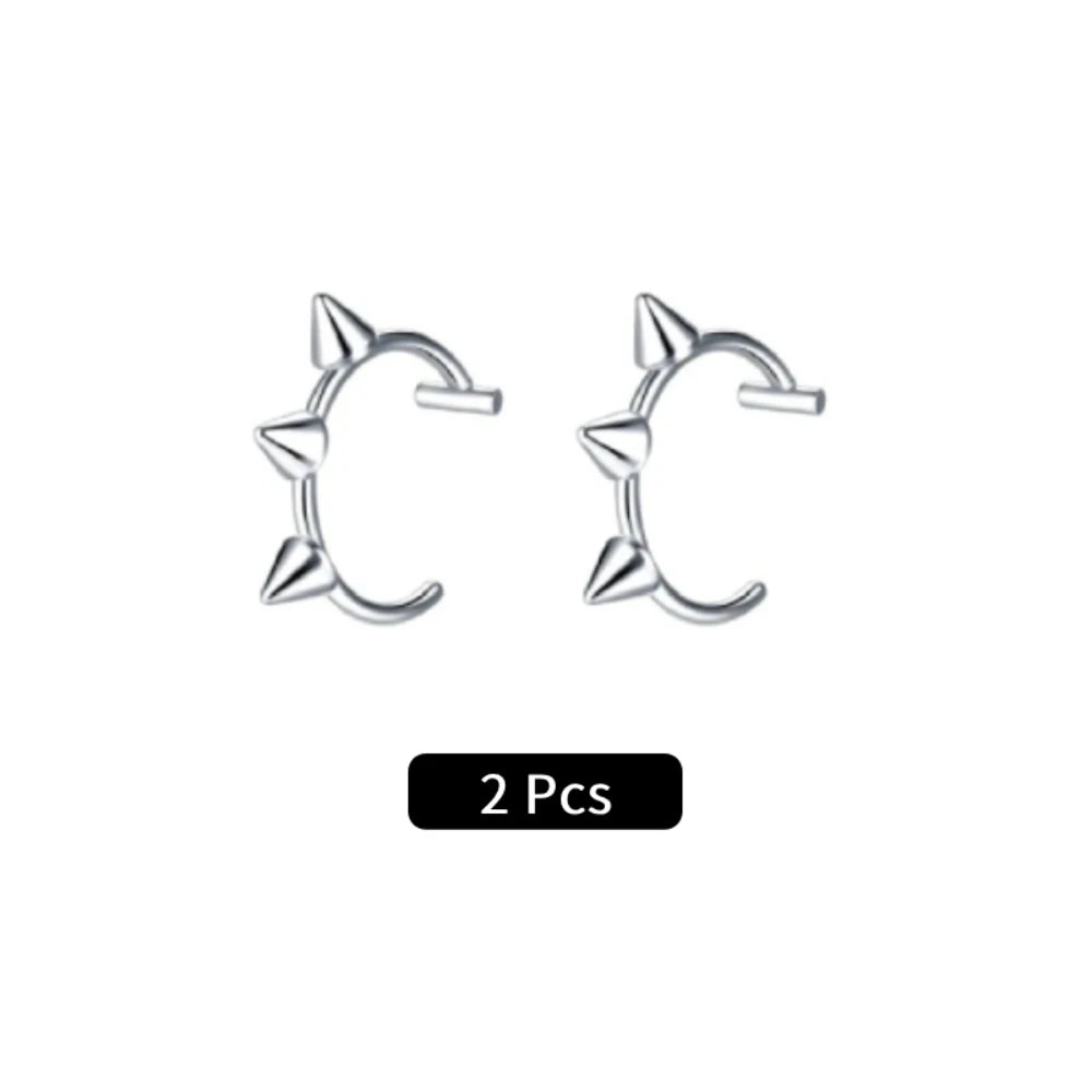2Pcs/6Pcs Stainless Steel Fake C Clip Lip Ring Labret Piercing Earring Fake Nose Piercing Cool Women Body Jewelry Non-Pierced