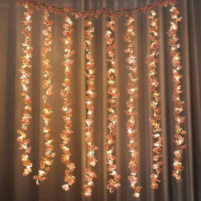 180CM Artificial Sakura Flowers Vine for Wedding Decoration Garden Arch Home Room Decor Party Bridal Fake Silk Outdoor Orname
