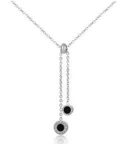 Stainless Steel Vintage Textured Delicate Necklace - C44 Silver
