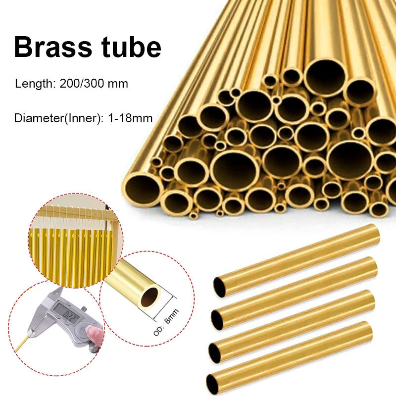 1pcs Brass Tube DIY Length 200mm 300mm 500mm Brass Round Tube Round Diameter 25/22/20/18/16/14/12/10/8/6/5/4/3/2mm
