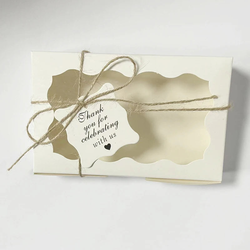 10/20Pcs Kraft Paper Cake Candy Boxes Rectangle Open Window Wedding Jewelry Chocolate Gift Packaging Boxes Baking Party Suppl