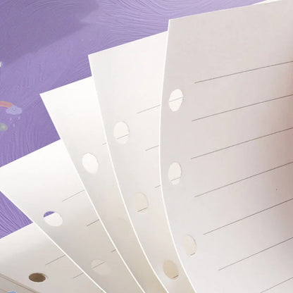 60 Sheets Blank A6 Loose Leaf Refill 6-Ring Binder Inserts for Accounting Notebook Planner, Replaceable Inner Core for Journa