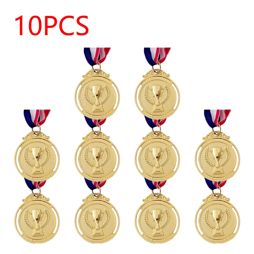 Gold Silver Bronze Trophy Award 1st 2nd 3rd Prize Medal Winner Reward Encourage Badge with Neck Ribbon for Kids Competitions 