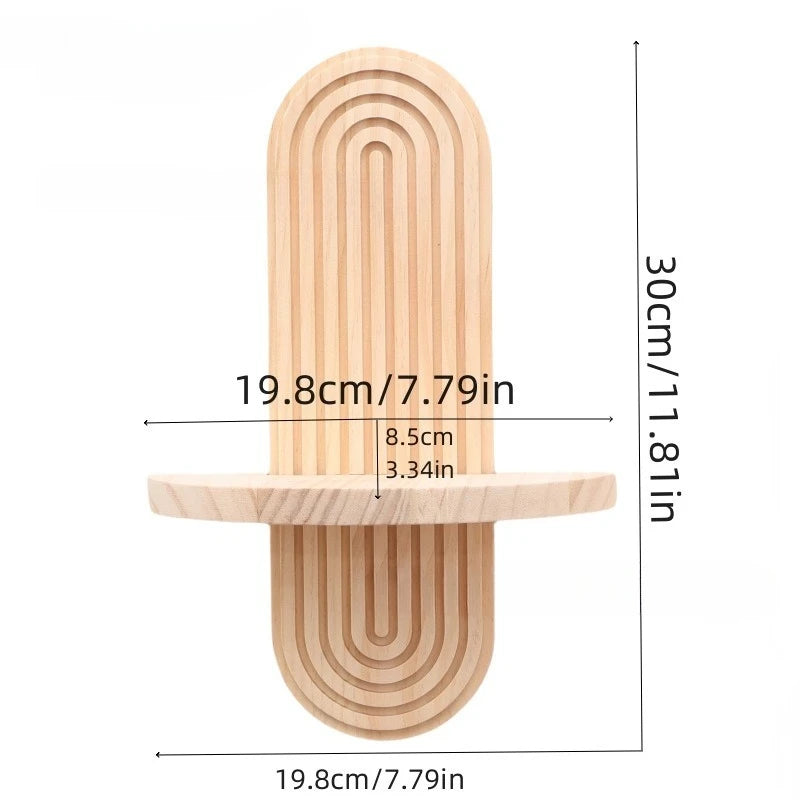 1Pc Wooden Wall Mounted Shelves, Boho Style Rack, Modern Home Decor for Living Room, Bathroom Display Decoration - A-single l