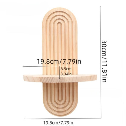 1Pc Wooden Wall Mounted Shelves, Boho Style Rack, Modern Home Decor for Living Room, Bathroom Display Decoration - A-single l