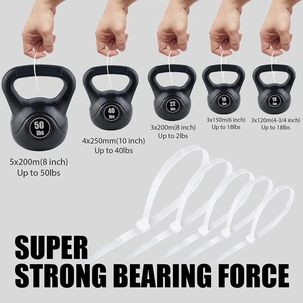 100-1000pcs Nylon Cable Zip Ties Adjustable Self-locking Cord Ties Durable Plastic Cable Ties Binding Wrap Straps for Office