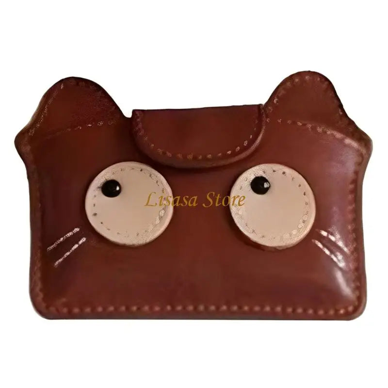 M6CC Lightweight Vintage Cats Print PU Card Wallet With Expandable Capacity For Credit Cards - Coffee color