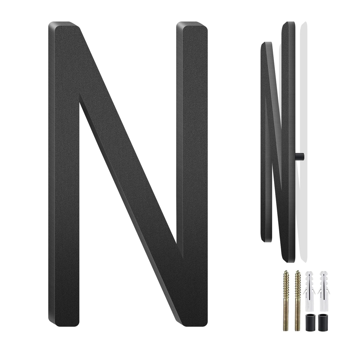 3-10 Inch Floating Aluminum House Address Numbers Letters, Modern Metal House Numbers for Outside, Black Metal Door Address L