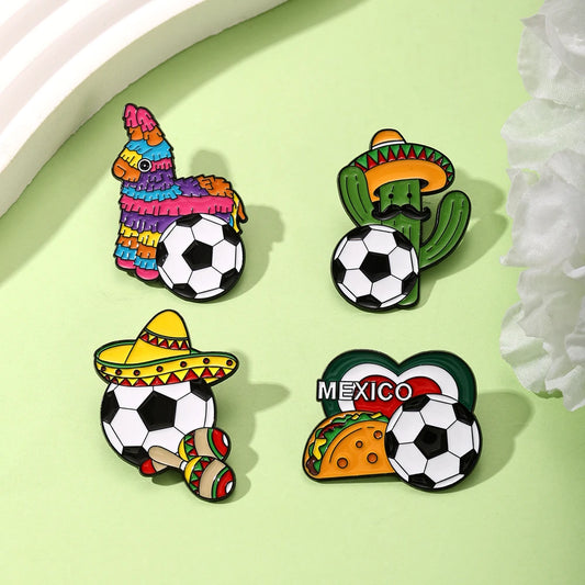 4 PCS Soccer Football Souvenirs As Gifts Trophy Metal Badges Spilla Brooches Pins Personalized Diy Trendy Decorative Accessor