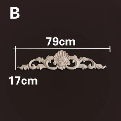 Wood Appliques and Onlays Natural Furniture Wall Door Woodcarving Decorative Long Flower Wooden Figurines Crafts Corner Frame