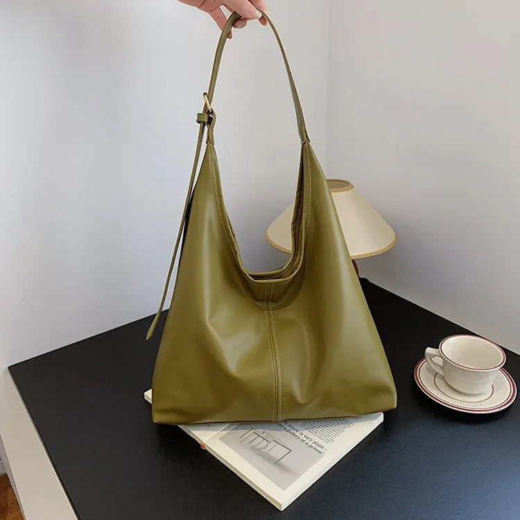 HOMEFISH New Tote Bag Hand Bill of Lading Shoulder Women's Bag Retro Simple Large Bag Tote Bag - Green