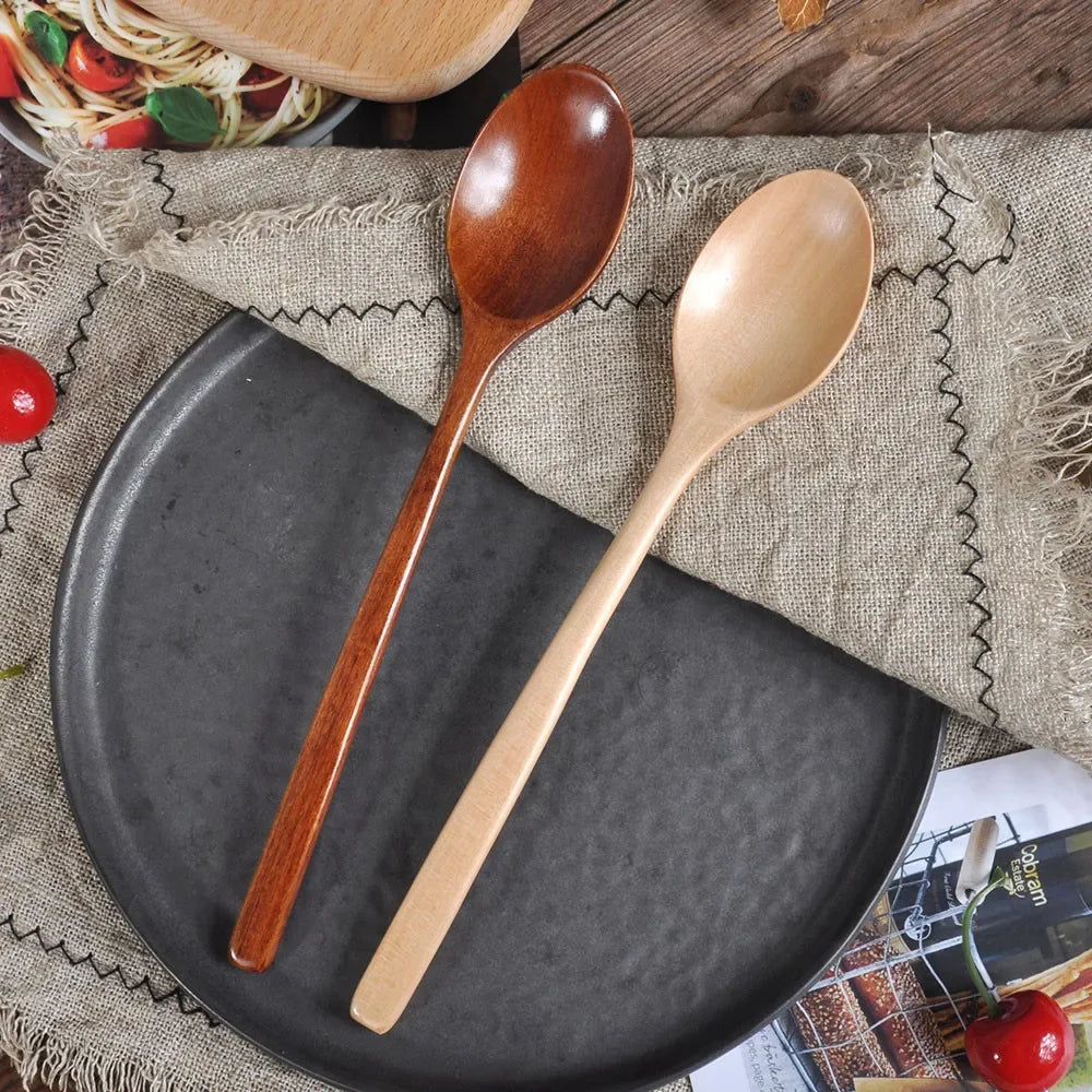 2pcs Wooden Spoon Tableware Kitchen Cooking Utensil Tools Soup Tea Spoon Catering Cooking Tool Coffee Soup Teaspoon Honey Spo