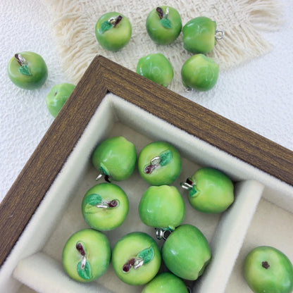 5Pcs 14x15MM 3D Resin Simulation Apple Charms Fruit Pendant Spacer Loose Beads For DIY Jewelry Bracelet Earrings Accessories