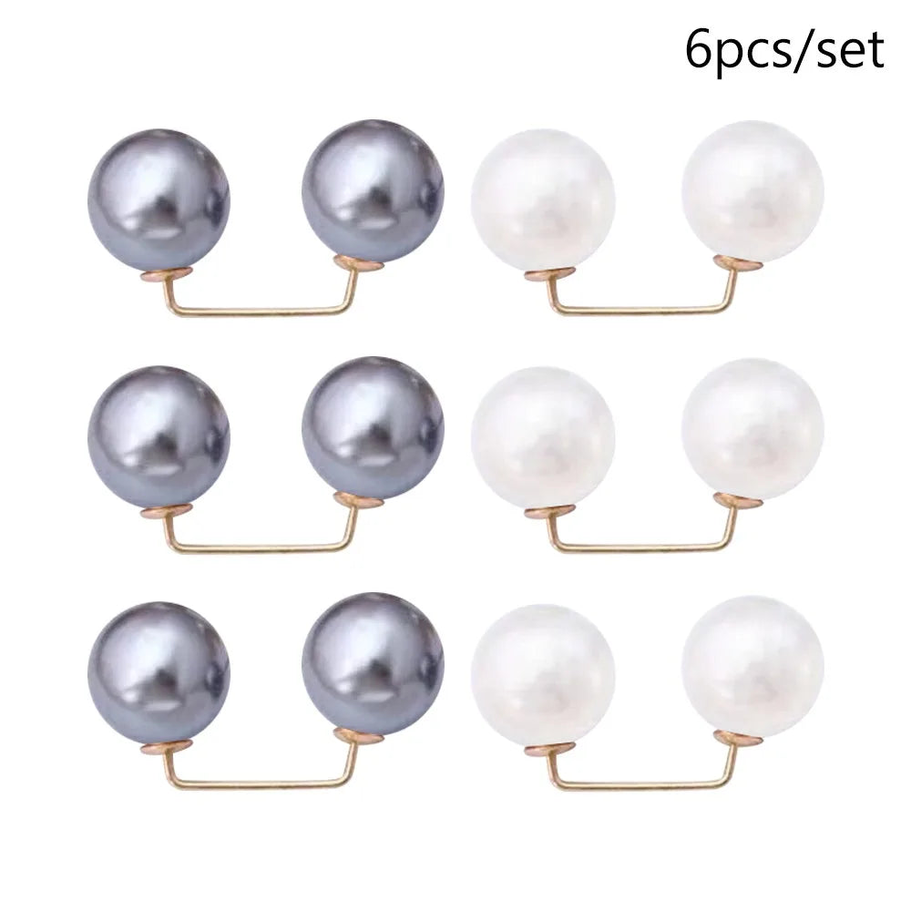 3/6/8Pcs Clothing Accessories Pearl Brooch Detachable Double Head Pin Waist Clip Jewelry Accessory Multifunctional Pants Pin 