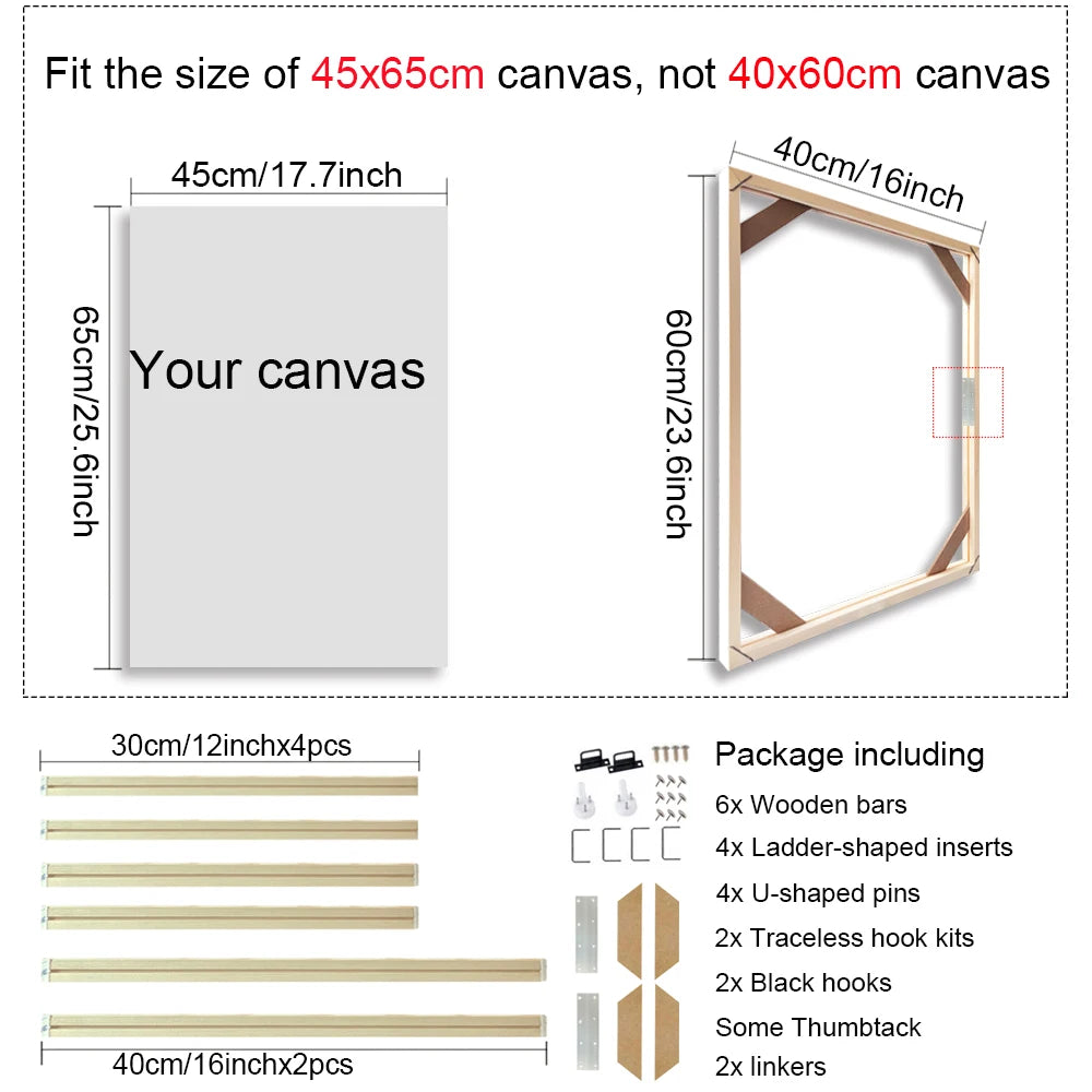 Various Sizes Canvas Frame Wooden Frames Natural Wooden Photo Oil Painting Canvas Diamond Painting Frames Canvas Wood Wall Fr