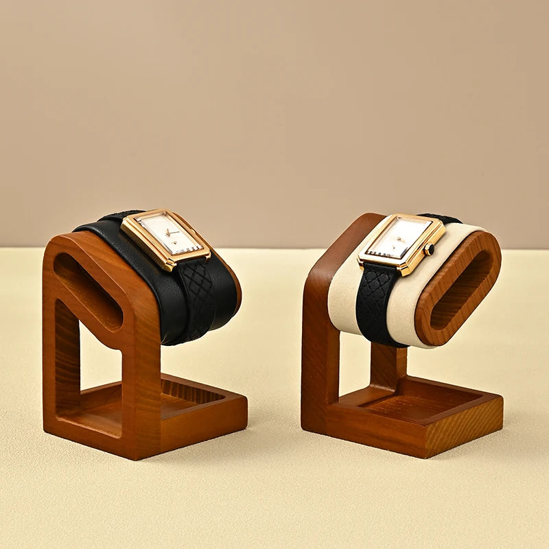WoodTen Solid Wood Watches Display Stands Base Watch Necklace Bracelet Organizer Rack Bangle Scrunchie Headband Showcase Stan