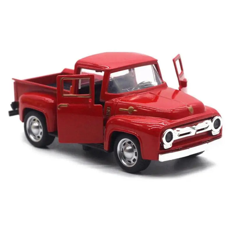 1/32 Red Metal Truck Model Vintage Alloy Mini Pull-Back Diecast Car Collection Decor Boys Children's New Year Christmas Toy G