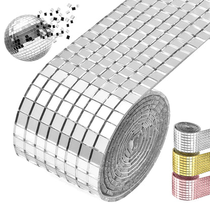 Leeseph Self Adhesive Mosaic Tiles, 5x5mm Disco Tiles, Square Mirror Mosaic Tiles for Interior Decoration, DIY Art Collage