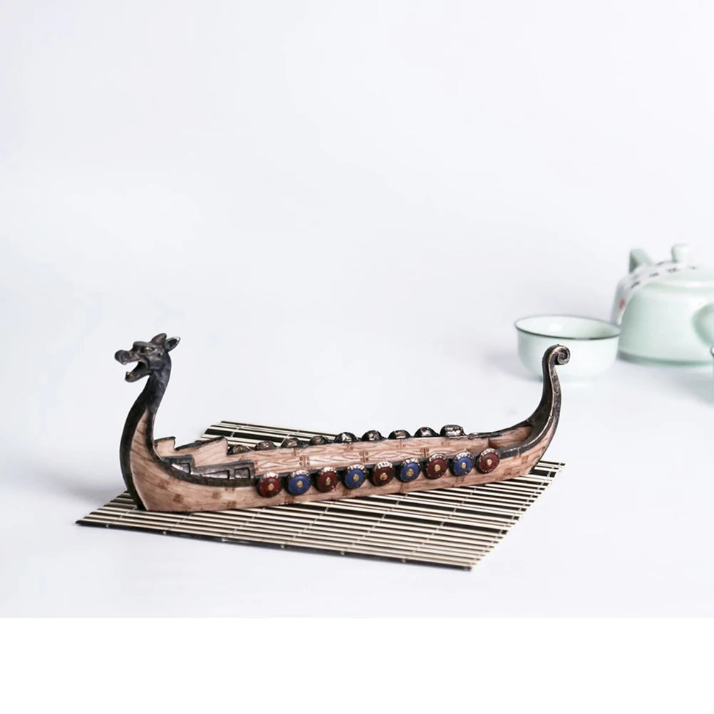 Vintage Viking Ship Resin Sculpture Craft, Exquisite Home Decor Ornament, Resin Viking Ship Aroma Diffuser