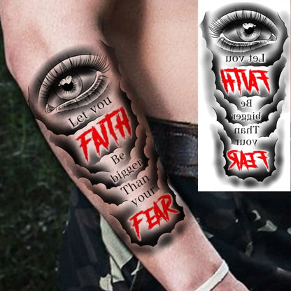 1 Sheet Bless Belief Faith Engraved Temporary Tattoos Family Love Tatoos Waterproof Realistic Fake Tattoo Stickers Long Lasti