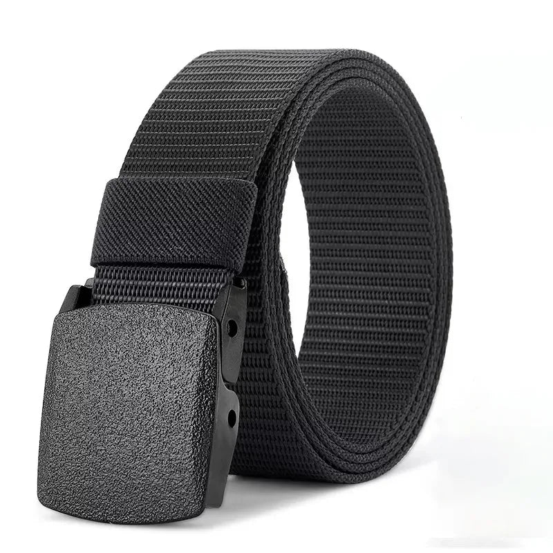 2Pcs New Automatic Buckle Nylon Belt Outdoor Hunting Multifunctional Tactical Canvas Belt Men Belt - black 1pc