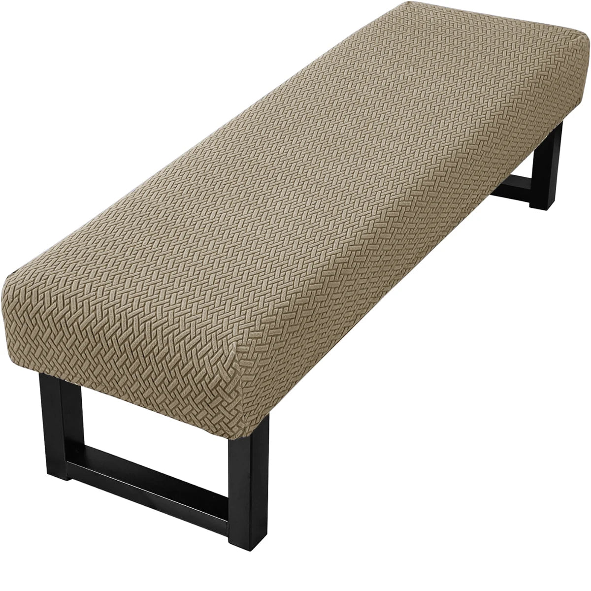 Stretch Jacquard Dining Bench Cover Living Room Anti-Dust Removable Bench Slipcover Washable Bench Seat Protector - Taupe