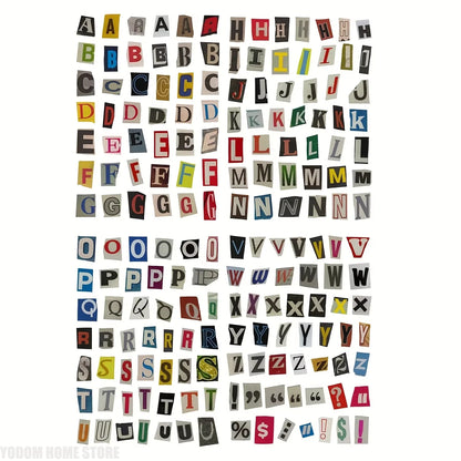 181PCS Vintage Alphabet Stickers - 4-Sheet English Letter & Number Pack for Journaling