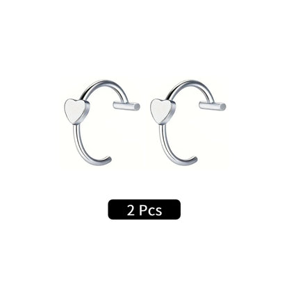 2Pcs/6Pcs Stainless Steel Fake C Clip Lip Ring Labret Piercing Earring Fake Nose Piercing Cool Women Body Jewelry Non-Pierced