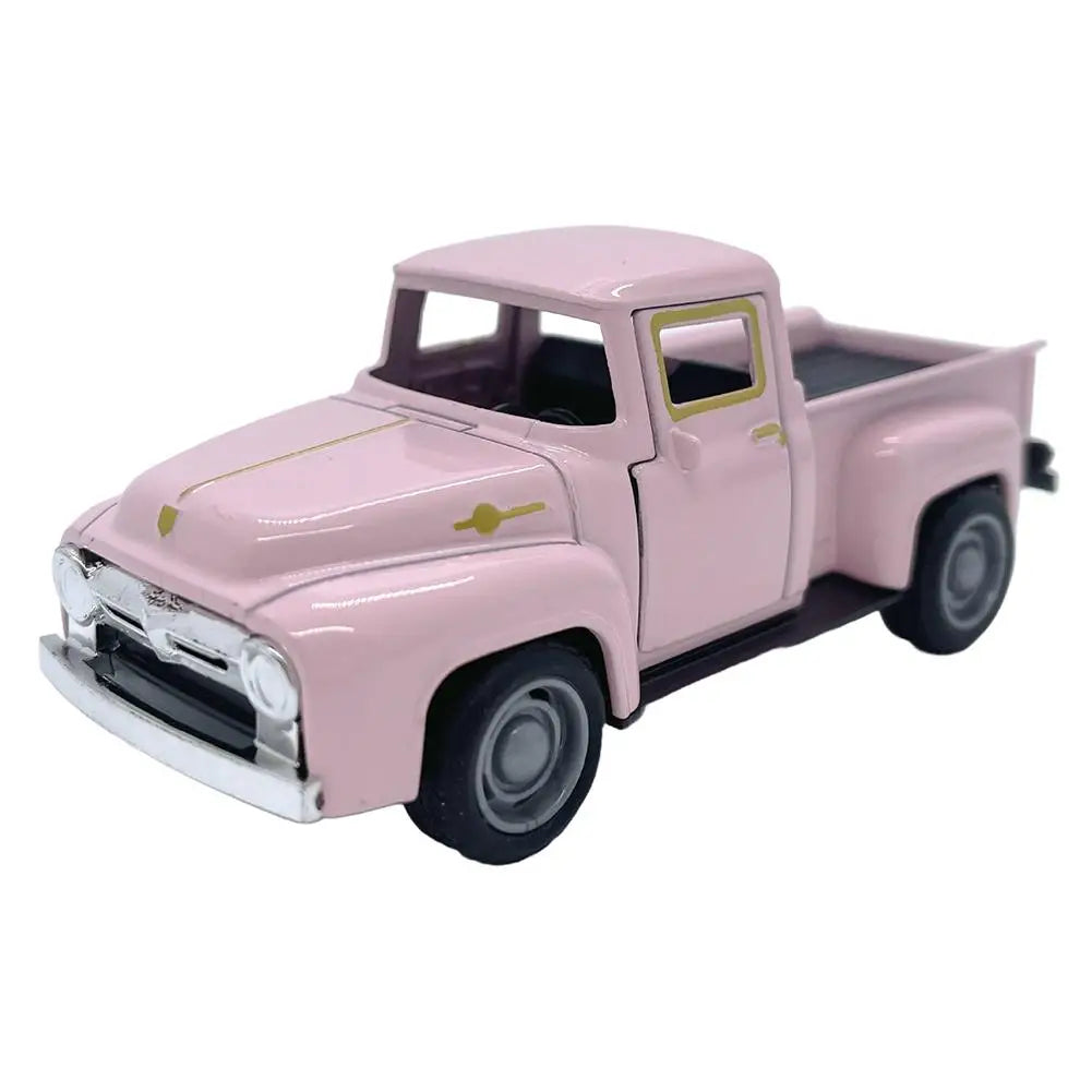 1/32 Red Metal Truck Model Vintage Alloy Mini Pull-Back Diecast Car Collection Decor Boys Children's New Year Christmas Toy G