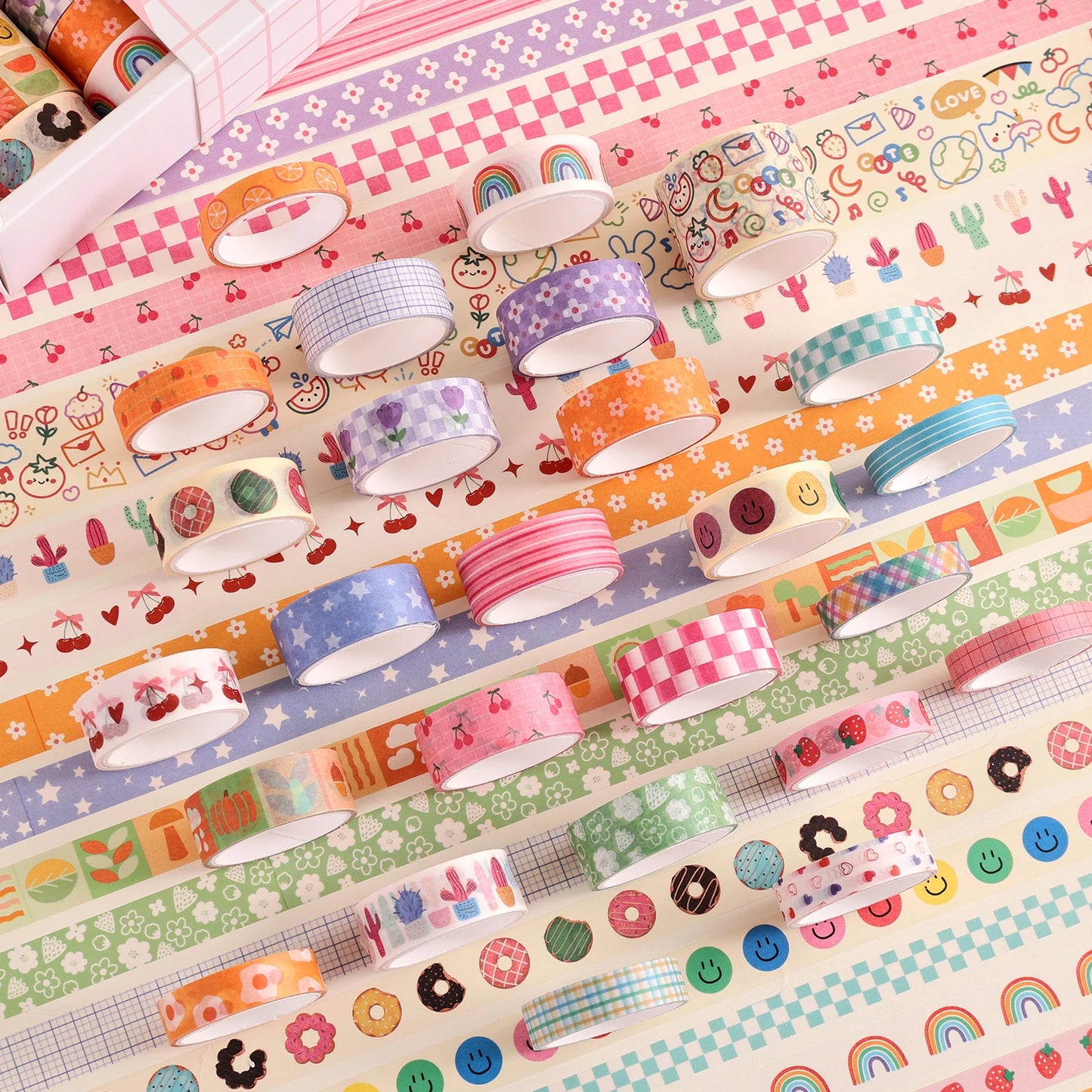 32 Rolls Colorful Cute Floral Writable Washi Tape Set, Decorative Tapes for Scrapbooking and Journaling, Junk Journal Supplie