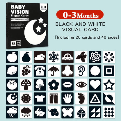 Black and White Cards High Contrast Baby Toys 0-36 Months Newborns Visual Stimulation Brain Development Learning Flash Cards 
