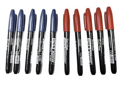 6 PCS Permanent Marker Pen Manga Drawing Markers Black Blue Red Waterproof Ink Sketch Pens Stationery Art School Supplies - 5