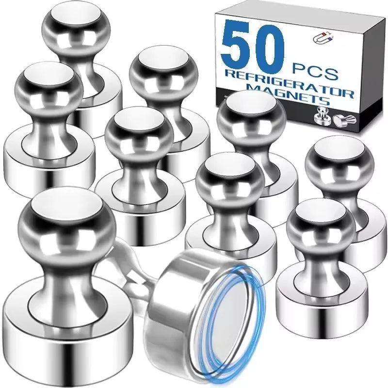 50/1Pcs Metal Strong Magnetic Pushpins Magnets Pin Whiteboard Fridge Thumbtack Power Magnet Sheets Push Pins for Office Schoo