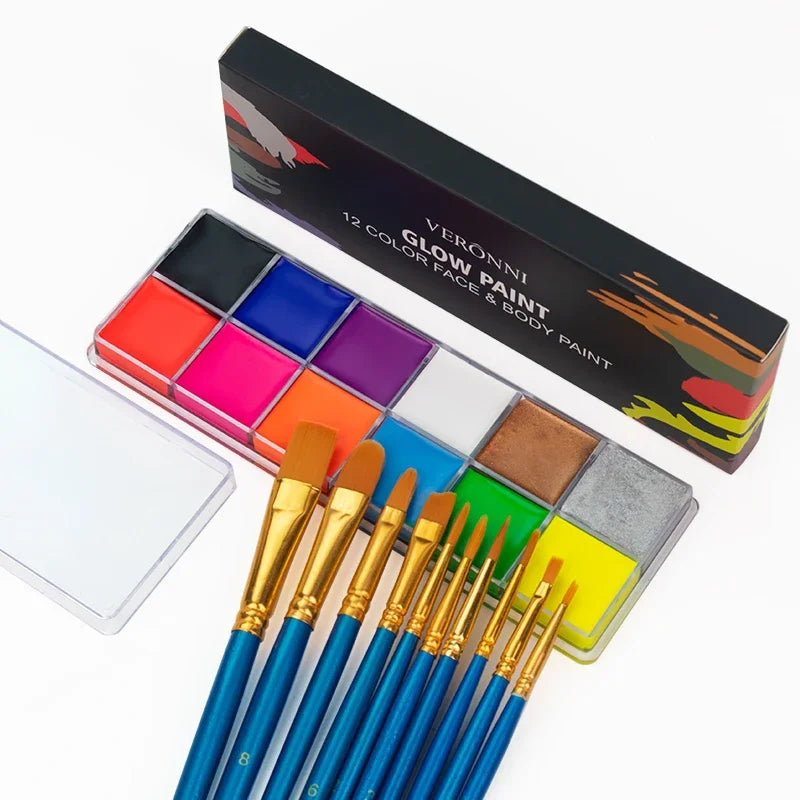 20 Colors Face Body Oil Painting Paint Pigment Non Toxic Safe Kids Flash Tattoo Painting with Brush Art Halloween Cosplay Par